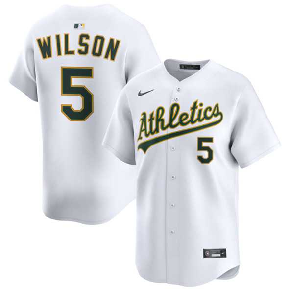 Men%27s Oakland Athletics #5 Jacob Wilson White 2024 Home Limited Stitched Jersey Dzhi