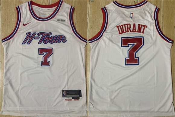 Men%27s Houston Rockets #7 Kevin Durant White 2024-25 Stitched Jersey