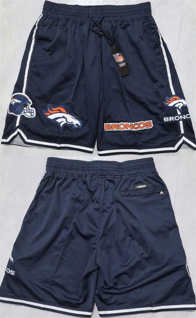 Men%27s Denver Broncos Navy Shorts(Run Small)