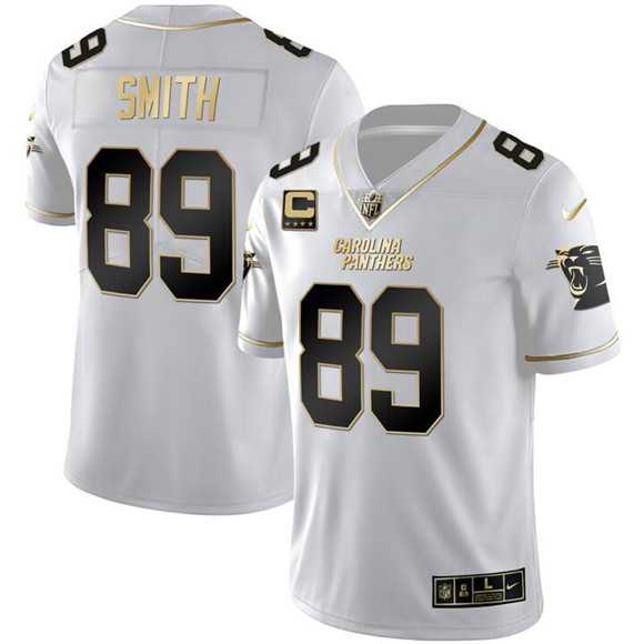 Men%27s Carolina Panthers #89 Steve Smith White Gold With 4-Star C Patch Vapor Limited Stitched Jersey Dyin
