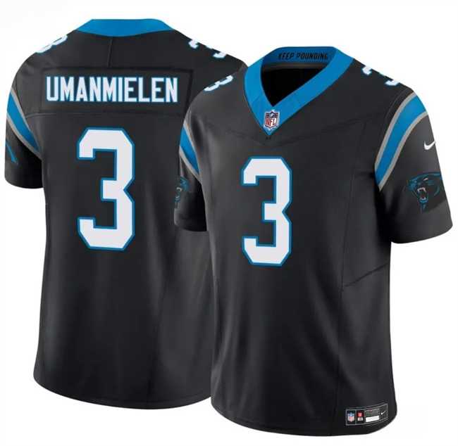 Men%27s Carolina Panthers #3 Princely Umanmielen Black 2025 F.U.S.E. Vapor Limited Stitched Jersey Dzhi