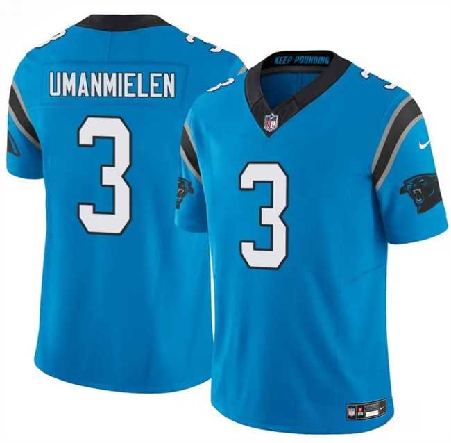 Men%27s Carolina Panthers #3 Princely Umanmielen Blue 2025 F.U.S.E. Vapor Limited Stitched Jersey Dzhi