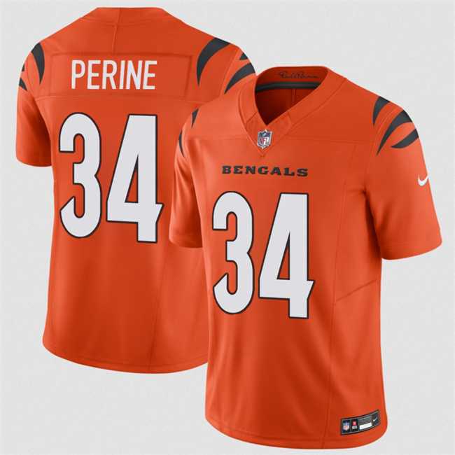Men%27s Cincinnati Bengals #34 Samaje Perine Orange 2025 F.U.S.E. Vapor Untouchable Limited Stitched Jersey Dzhi
