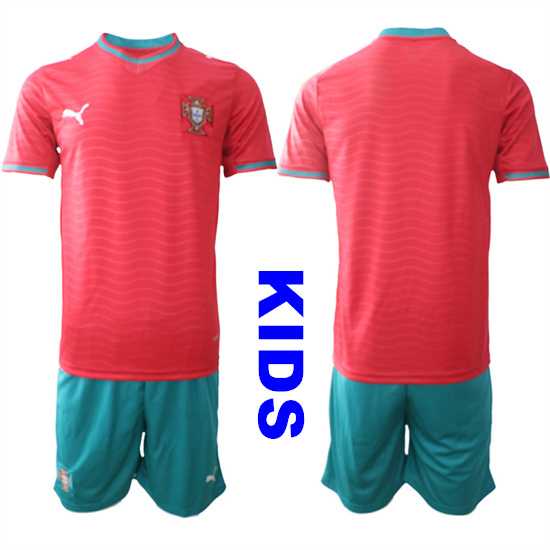 Youth Portugal Bland Or Custom National Team FIFA x World Cup 2026 Home Red On Eusebio special edition Kids Jersey