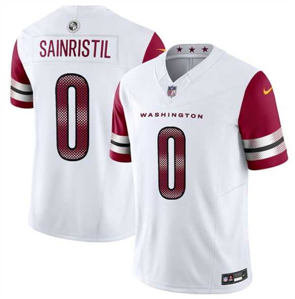 Men%27s Washington Commanders #0 Mike Sainristill White 2025 F.U.S.E. Vapor Limited Stitched Jersey Dzhi