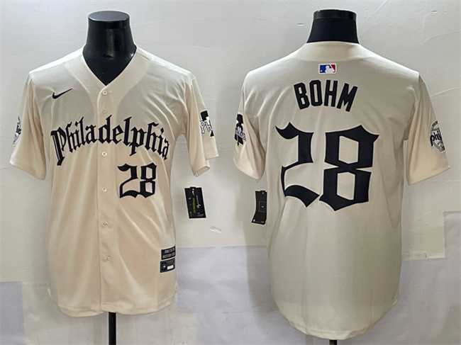 Men%27s Philadelphia Phillies #28 Alec Bohm Cream Gothic Vapor Limited Stitched Jersey