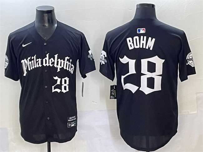 Men%27s Philadelphia Phillies #28 Alec Bohm Black Gothic Vapor Limited Stitched Jersey