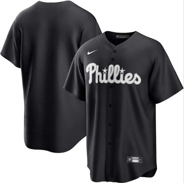 Men%27s Philadelphia Phillies Blank Black Lights Out Limited Stitched Baseball Jersey Dzhi