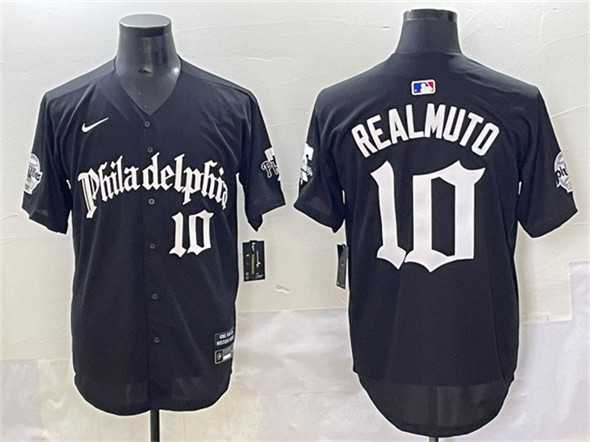Men%27s Philadelphia Phillies #10 J.T. Realmuto Black Gothic Vapor Limited Stitched Jersey