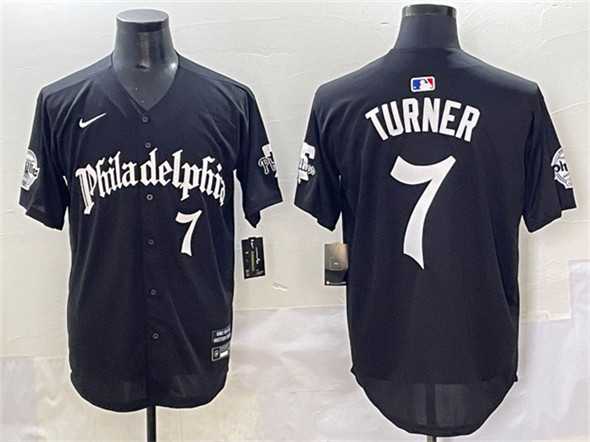 Men%27s Philadelphia Phillies #7 Trea Turner Black Gothic Vapor Limited Stitched Jersey