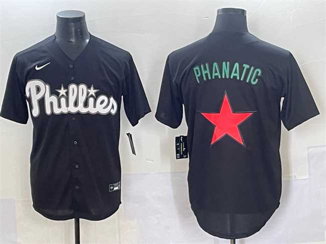 Men%27s Philadelphia Phillies Phanatic Black Lights Out Limited Stitched Baseball Jersey