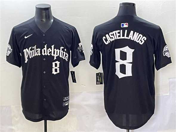 Men%27s Philadelphia Phillies #8 Nick Castellanos Black Gothic Vapor Limited Stitched Jersey