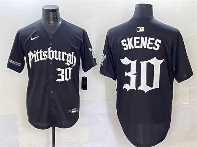 Men%27s Pittsburgh Pirates #30 Paul Skenes Black %27Gothic Steel City Edition%27 Vapor Limited Stitched Baseball Jersey