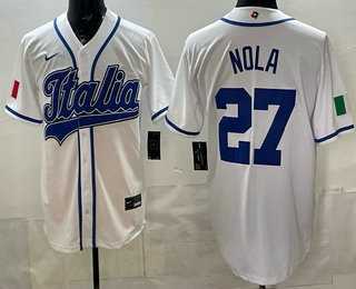 Men%27s Italy #27 Aaron Nola White 2026 World Baseball Classic Cool Base Jersey