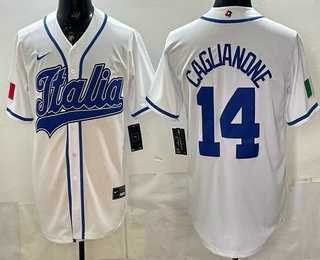 Men%27s Italy #14 Jac Caglianone White 2026 World Baseball Classic Cool Base Jersey