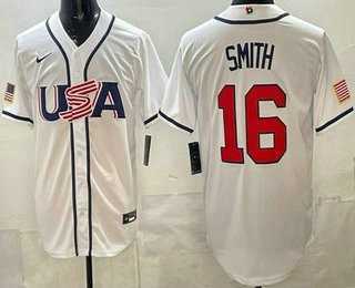 Men%27s USA #16 Will Smith White 2026 World Baseball Classic Cool Base Jersey