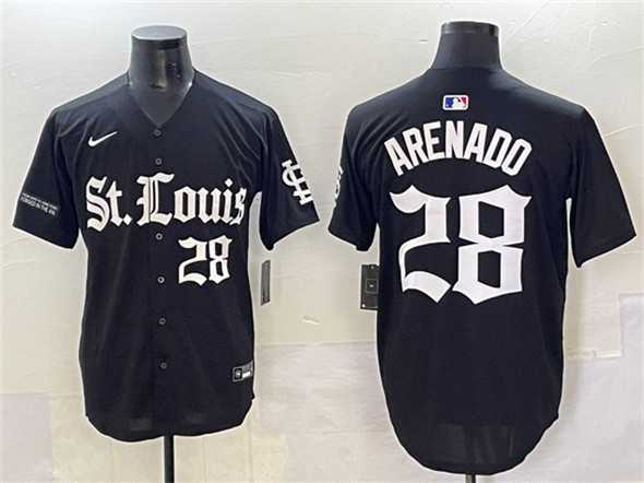 Men%27s St. Louis Cardinals #28 Nolan Arenado Black %27Gothic Legacy Edition%27 Vapor Premier Limited Stitched Baseball Jersey