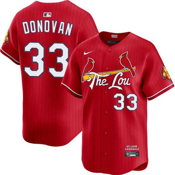 Men%27s St. Louis Cardinals #33 Brendan Donovan Red 2024 City Connect Limited Stitched Baseball Jersey Dzhi