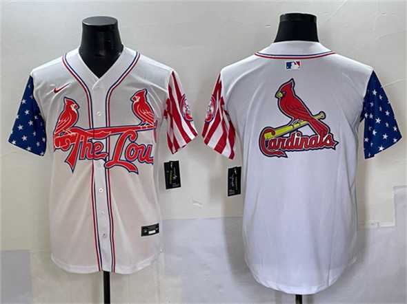 Men%27s St. Louis Cardinals Team Big Logo White Independence Day Vapor Premier Limited Stitched Baseball Jerseys
