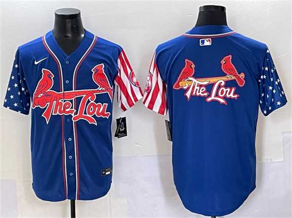 Men%27s St. Louis Cardinals Team Big Logo Royal Independence Day Vapor Premier Limited Stitched Baseball Jerseys