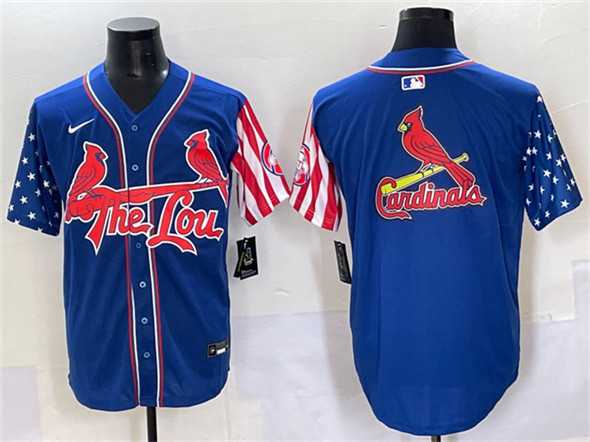 Men%27s St. Louis Cardinals Team Big Logo Royal Independence Day Vapor Premier Limited Stitched Baseball Jersey