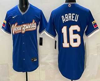 Men%27s Venezuela #16 Wilyer Abreu Blue 2026 World Baseball Classic Cool Base Jersey