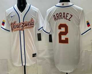 Men%27s Venezuela #2 Luis Arraez White 2026 World Baseball Classic Cool Base Jersey