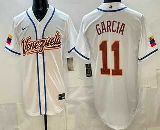 Men%27s Venezuela #11 Maikel Garcia White 2026 World Baseball Classic Cool Base Jersey