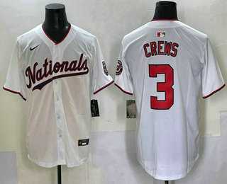 Men%27s Washington Nationals #3 Dylan Crews White Limited Stitched Jersey