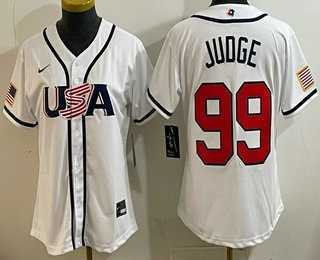 Women%27s USA #99 Aaron Judge White 2026 World Baseball Classic Cool Base Jersey