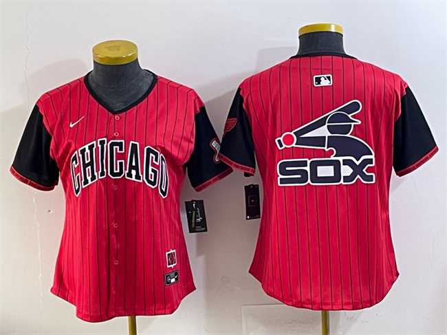 Women%27s Chicago White Sox Team Big Logo Red Black 2025 City Connect Limited Stitched Baseball Jersey(Run Small)