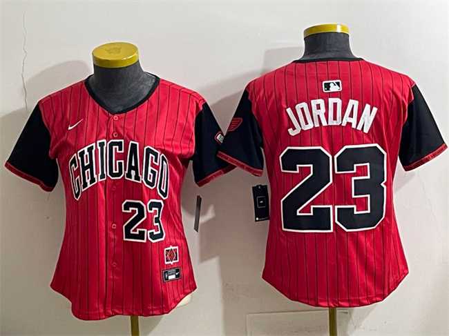 Women%27s Chicago White Sox #23 Michael Jordan Red Black 2025 City Connect Limited Stitched Baseball Jersey(Run Small)