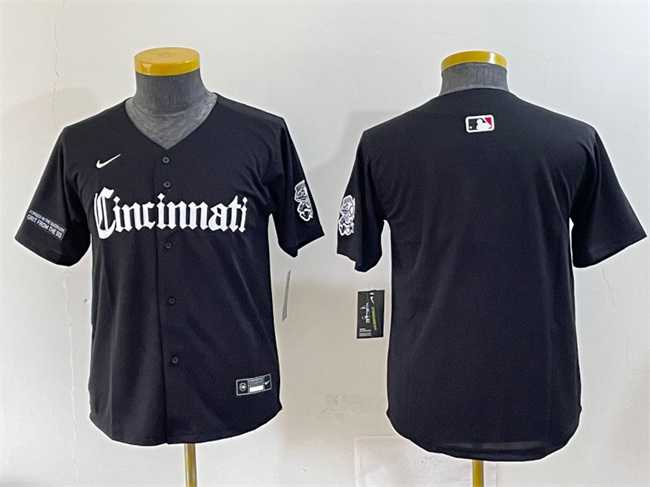 Youth Cincinnati Reds Blank Black %27Gothic Queen City Edition%27 Vapor Premier Limited Stitched Baseball Jersey