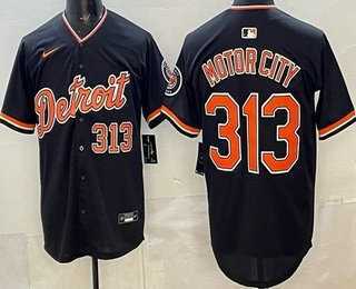 Men%27s Detroit Tigers #313 Motor City Navy Limited Jersey Dzhi