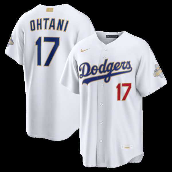 Men%27s Los Angeles Dodgers #17 Shohei Ohtani Nike White 2026 Gold Collection Stadium Jersey Dzhi