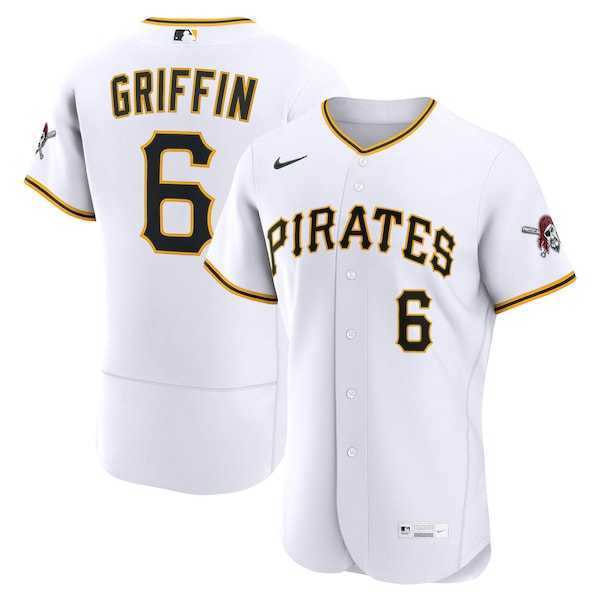 Men%27s Pittsburgh Pirates #6 Konnor Griffin Nike White Home Authentic Jersey Dzhi