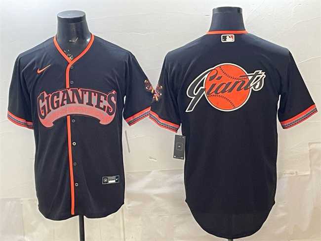 Men%27s San Francisco Giants Team Big Logo Black 2026 Alternate Stadium Stitched Jersey Dzhi