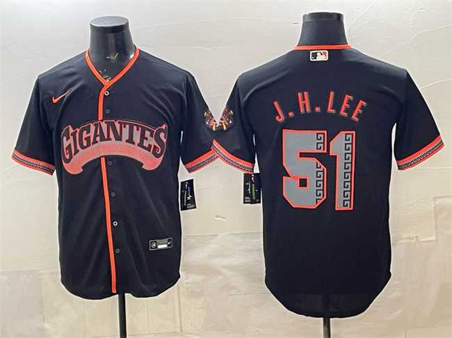 Men%27s San Francisco Giants #51 Jung Hoo Lee Black 2026 Alternate Stadium Stitched Baseball Jersey Dzhi