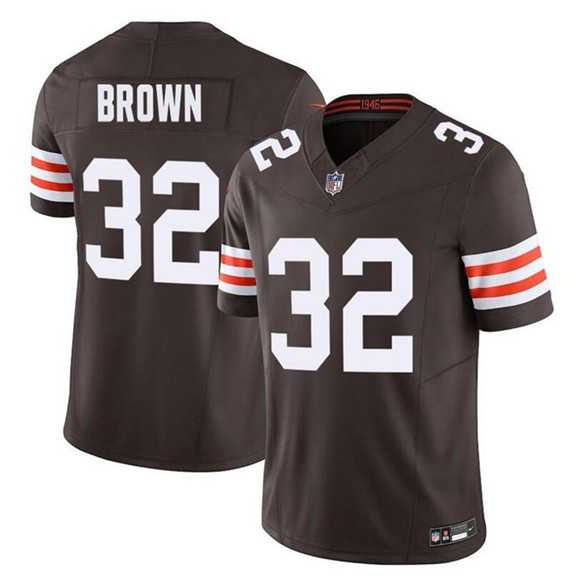 Men%27s Cleveland Browns #32 Jim Brown Brown F.U.S.E. Vapor Limited Stitched Jersey Dzhi