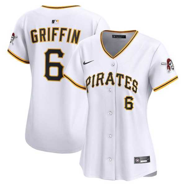 Women%27s Pittsburgh Pirates #6 Konnor Griffin Nike White Home Limited Jersey Dzhi