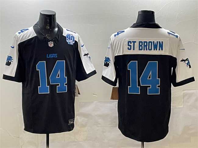 Men%27s Detroit Lions #14 Amon-Ra St. Brown Black Alternate F.U.S.E. 2024 Michigan & 90th Anniversary Patch Vapor Limited Stitched Game Jersey Dzhi