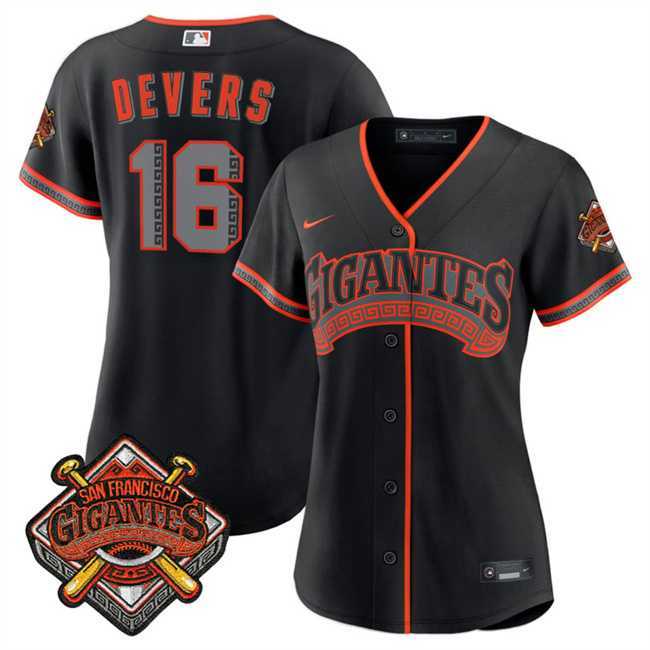 Women%27s San Francisco Giants #16 Rafael Devers Black 2026 Alternate Stadium Stitched Jersey Dzhi