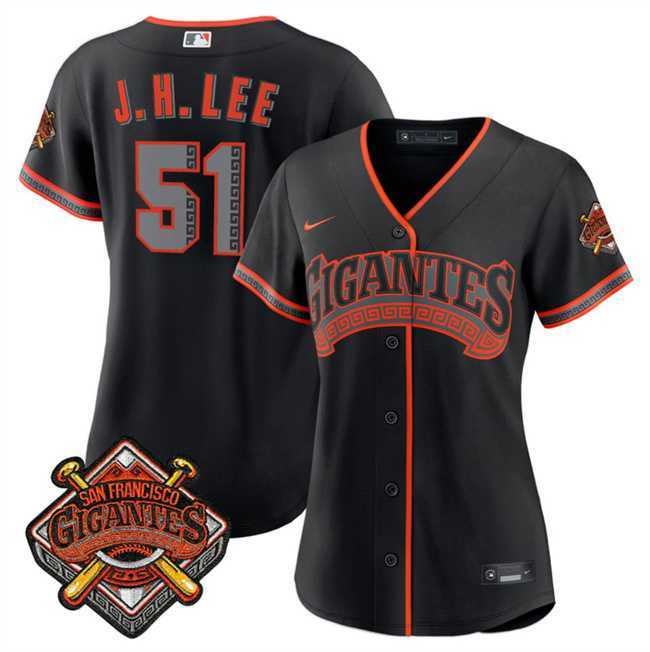 Women%27s San Francisco Giants #51 Jung Hoo Lee Black 2026 Alternate Stadium Stitched Jersey Dzhi