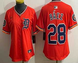 Women%27s Detroit Tigers #28 Javier Baez Orange Limited Jersey