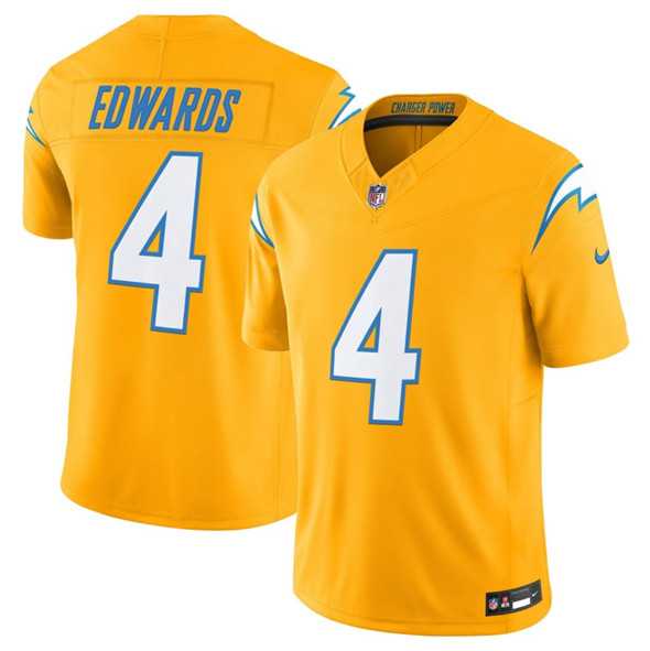 Men%27s Los Angeles Chargers #4 Taylor Heinicke Gold 2025 F.U.S.E. Alternate Vapor Limited Stitched Jersey