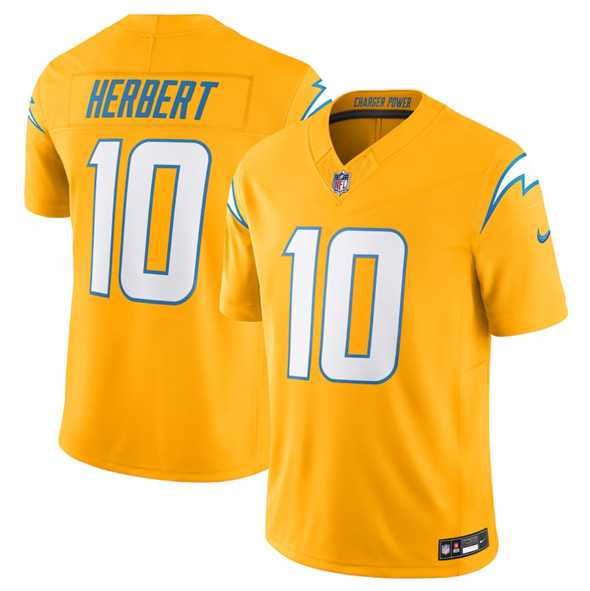 Men%27s Los Angeles Chargers #10 Justin Herbert Gold 2025 F.U.S.E. AlternateVapor Limited Stitched Jersey