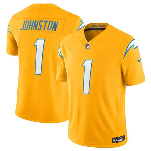 Men%27s Los Angeles Chargers #1 Quentin Johnston Gold 2025 F.U.S.E. Alternate Vapor Limited Stitched Jersey