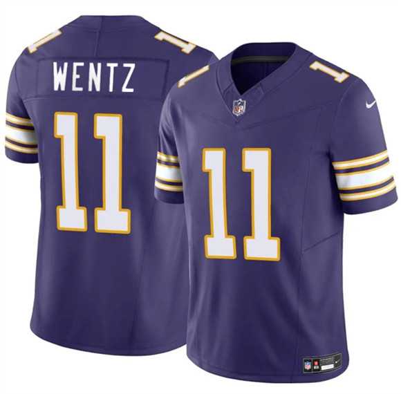 Men%27s Minnesota Vikings #11 Carson Wentz Purple 2025 F.U.S.E. Throwback Vapor Untouchable Limited Stitched Jersey Dzhi