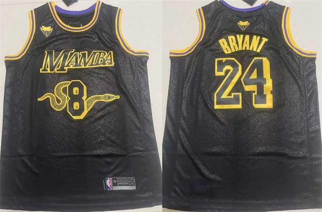 Men%27s Los Angeles Lakers Front #8 Back #24 Kobe Bryant Black Stitched Basketball Jersey