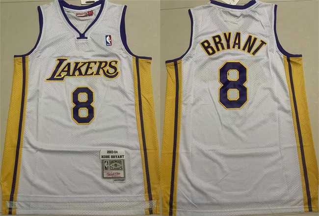 Men%27s Los Angeles Lakers #8 Kobe Bryant Yellow Throwback Stitched Basketball Jersey